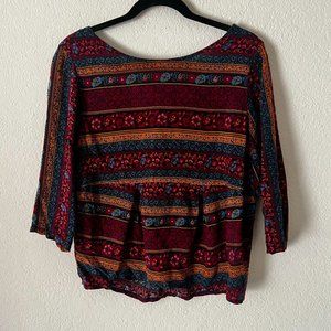 BONGO | NWOT Floral Tribal Blouse